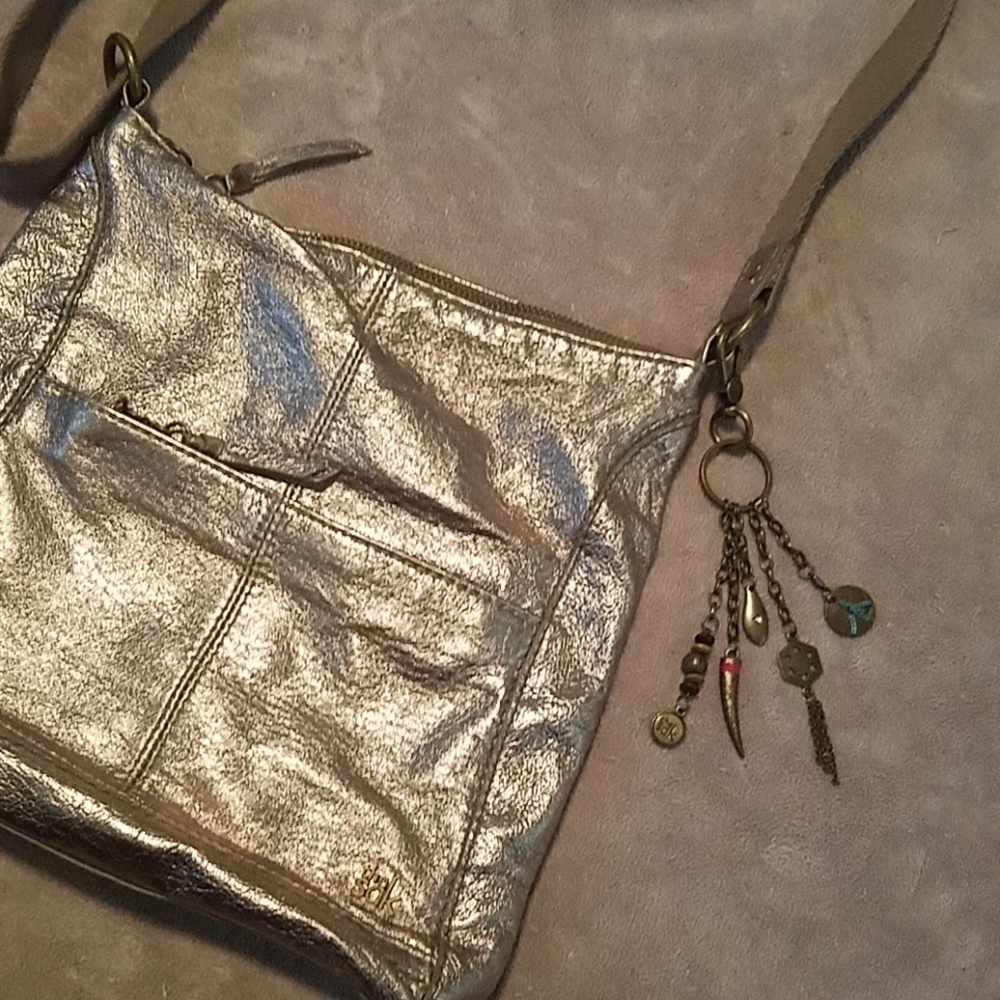 The Sak Metallic Pewter Cross Body Bag